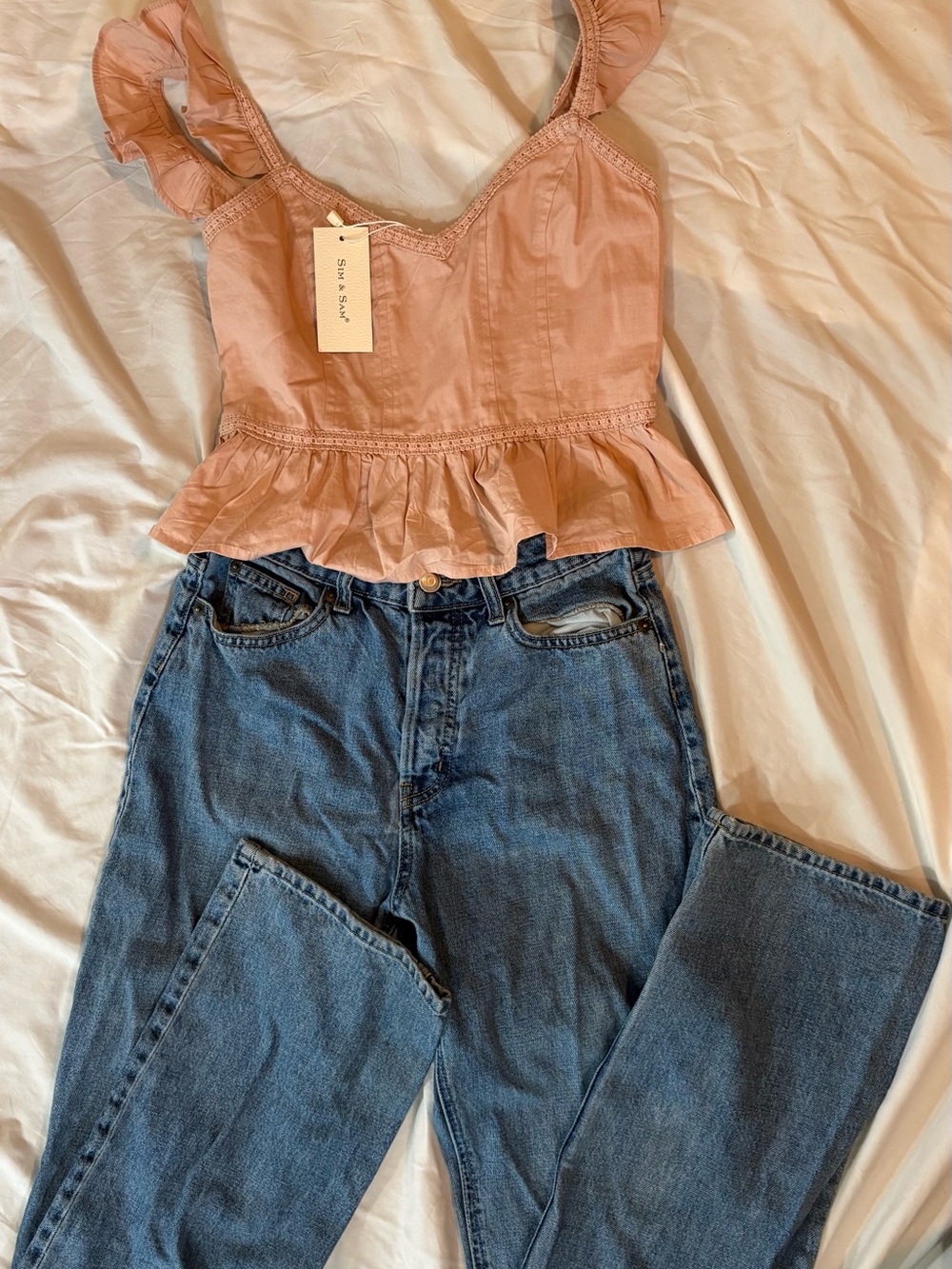 H&M Straight Leg Jeans in Medium Blue